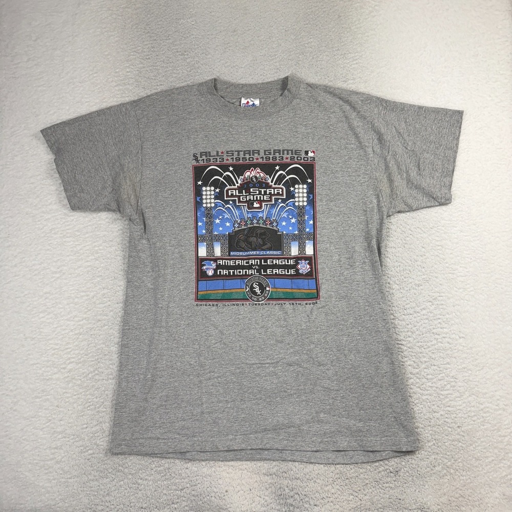 Vintage 2003 MLB All Star Game T-Shirt XL Majestic Chicago White Sox Gray RARE